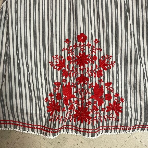 BROOME STREET Kate Spade New York Striped Embroidered Trapeze Dress - Picture 3 of 7